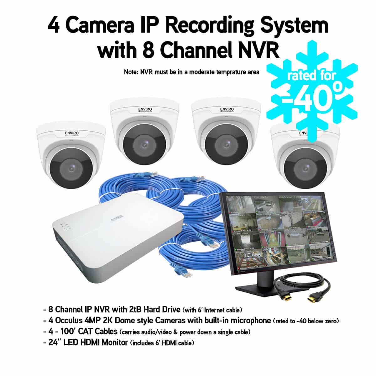 4 Channel IP Camera Recording System (Rated for -40
